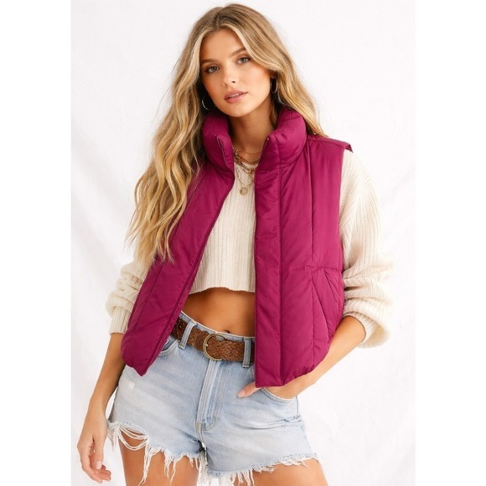 Recreation by Thread & Supply Anya Puffer‎ Vest Womens Large Pink Raspberry NWT